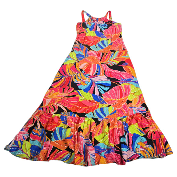 1. State Wom XS Sleeveless Dress Tiered Ruffle Tropical Bright Spring Summer EUC - Picture 2 of 11